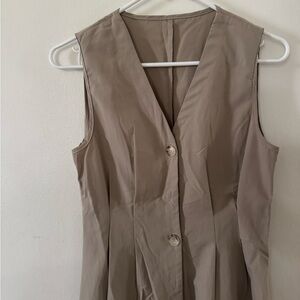 Sleeveless Tan Button-Up Vest